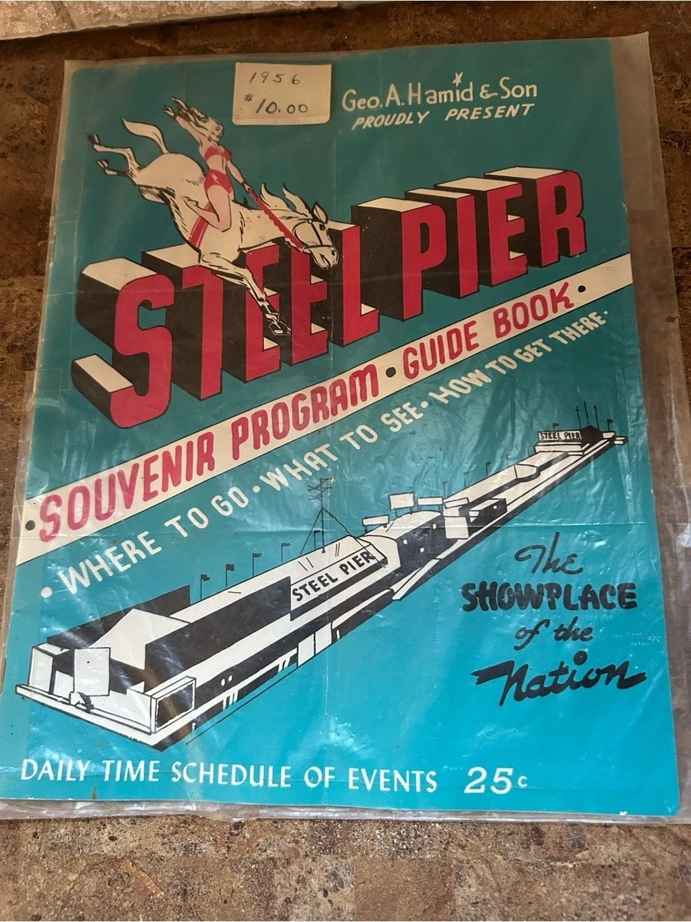 1956 Steel Pier Souvenir Program & Guide Book Blue & Pink